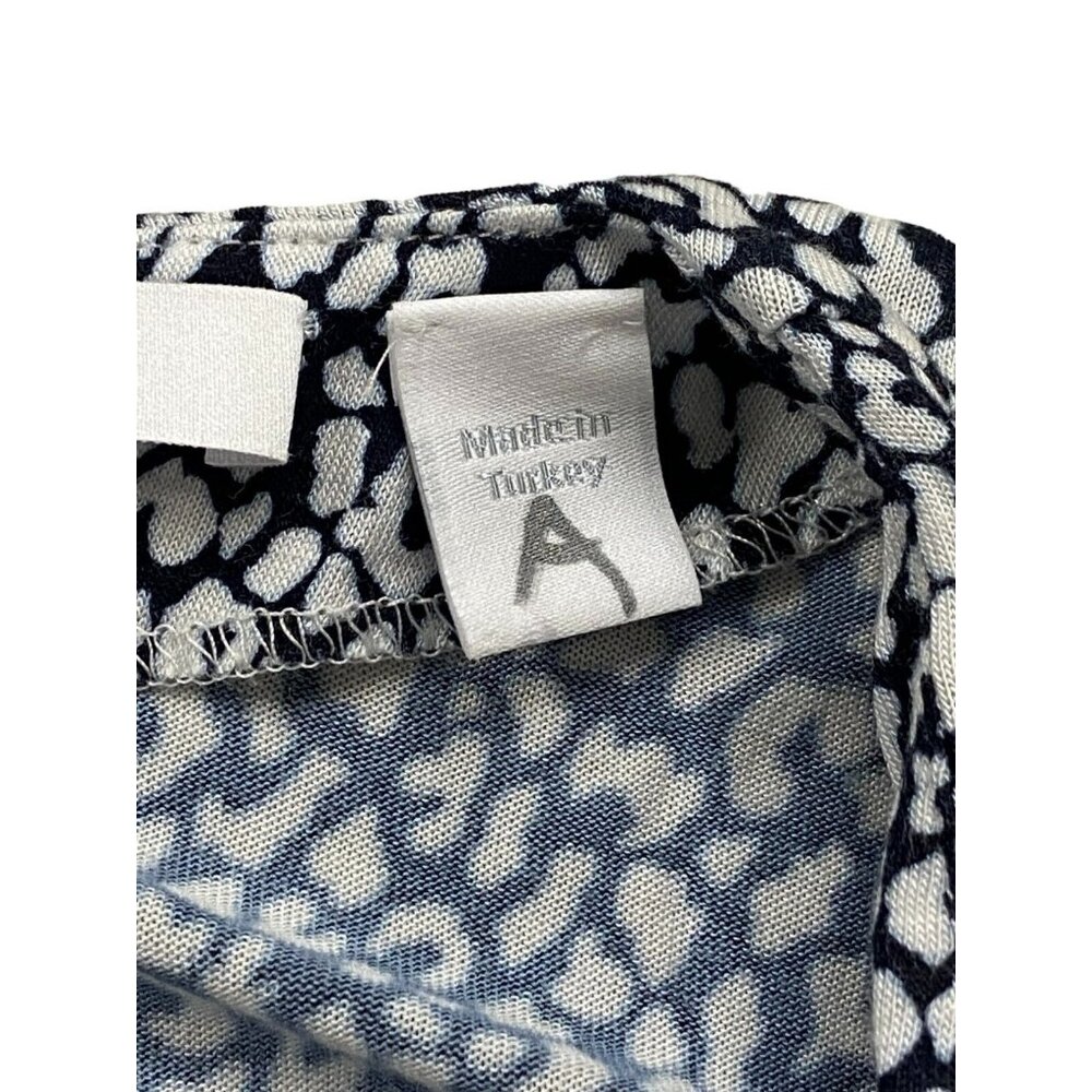 Hugo Boss Epana Print Ruched Top Medium Black White Soft Stretch 3/4 Sleeves - Picture 8 of 9